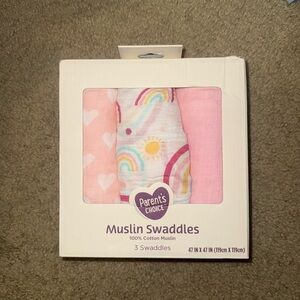 Pink and Multicolor Muslin Swaddles